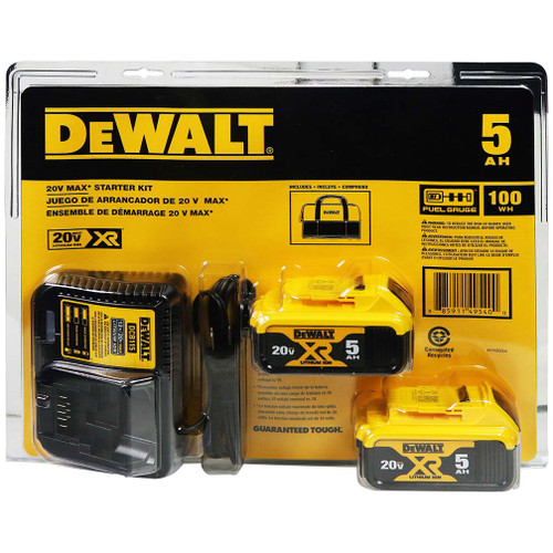 Dewalt DCB205-2CK 20V Max 5.0ah Starter Kit with 2 Batteries, Charger & Bag